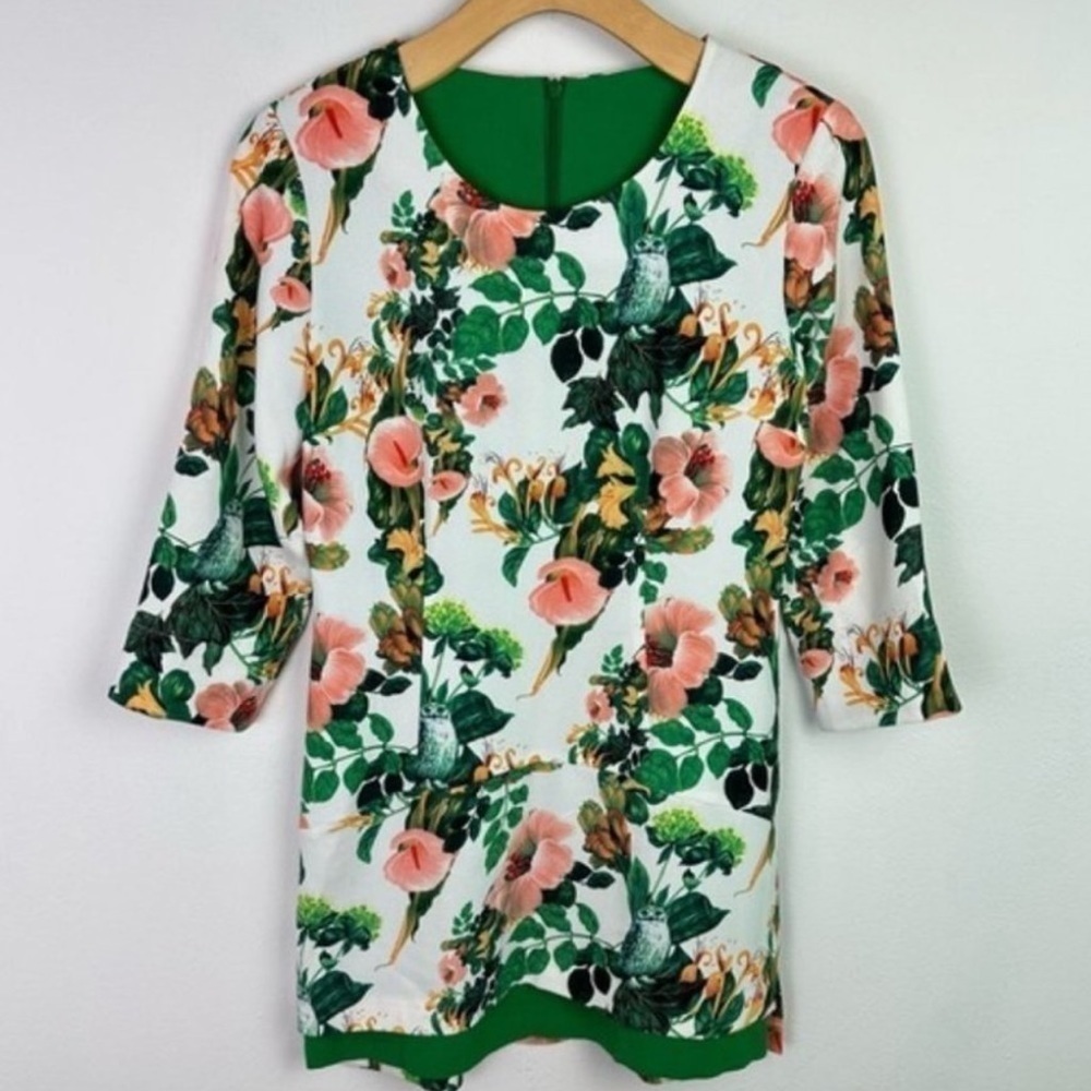 Peace Bird Floral Sheath Dress Small